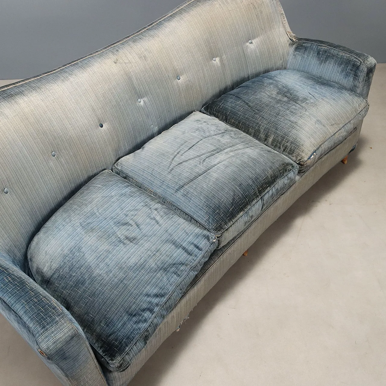 3-seater sofa with down cushions and velvet upholstery, 20th century 6