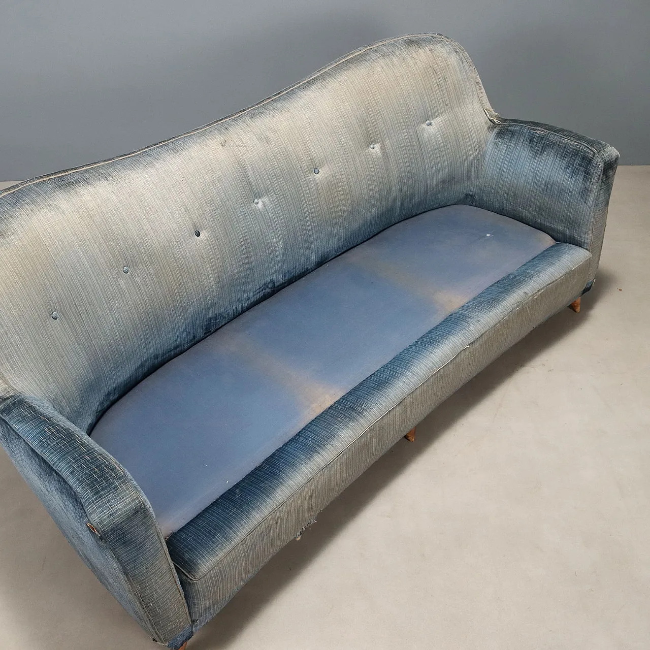 3-seater sofa with down cushions and velvet upholstery, 20th century 7