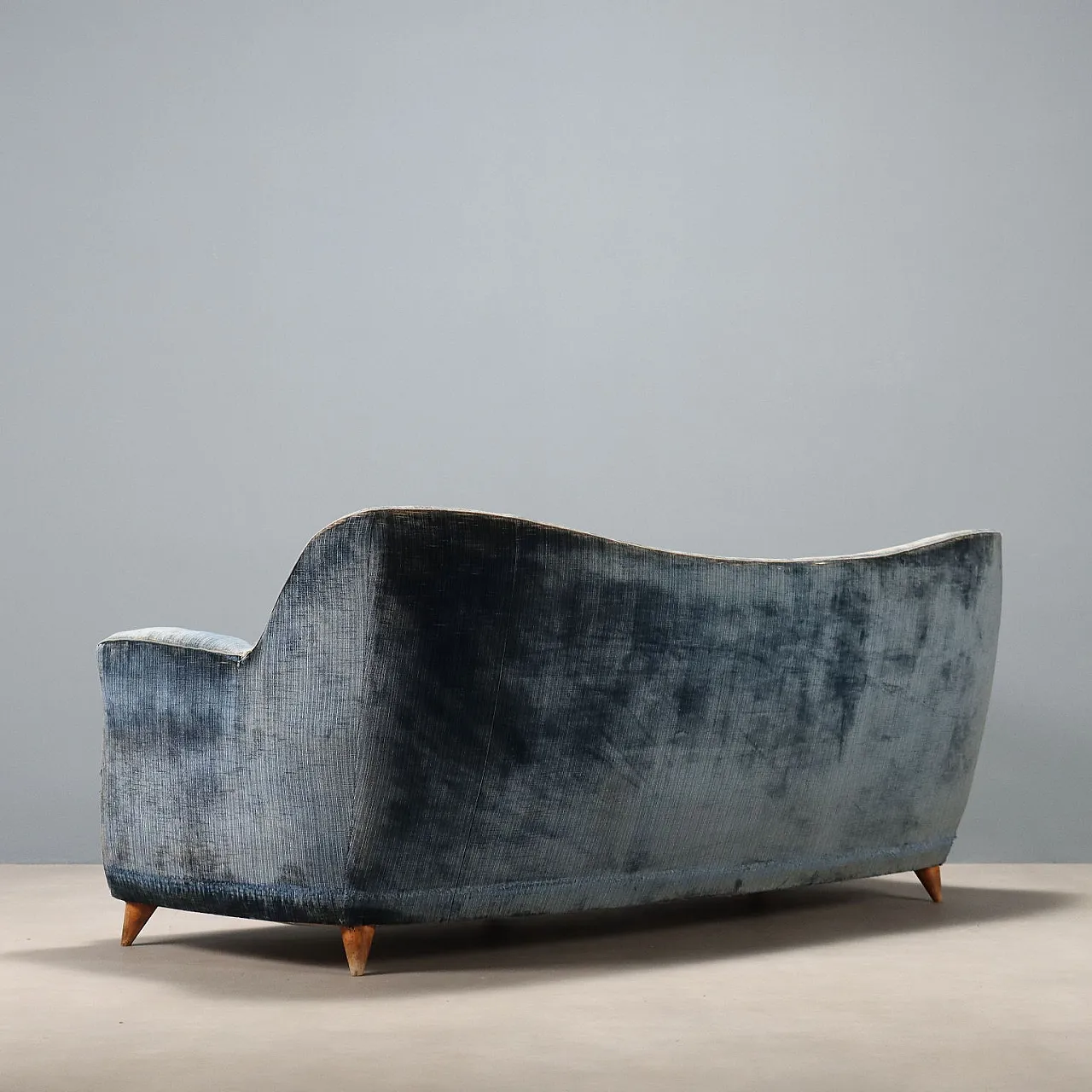 3-seater sofa with down cushions and velvet upholstery, 20th century 8