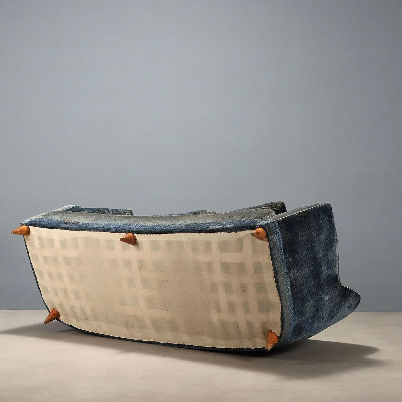 3-seater sofa with down cushions and velvet upholstery, 20th century 9