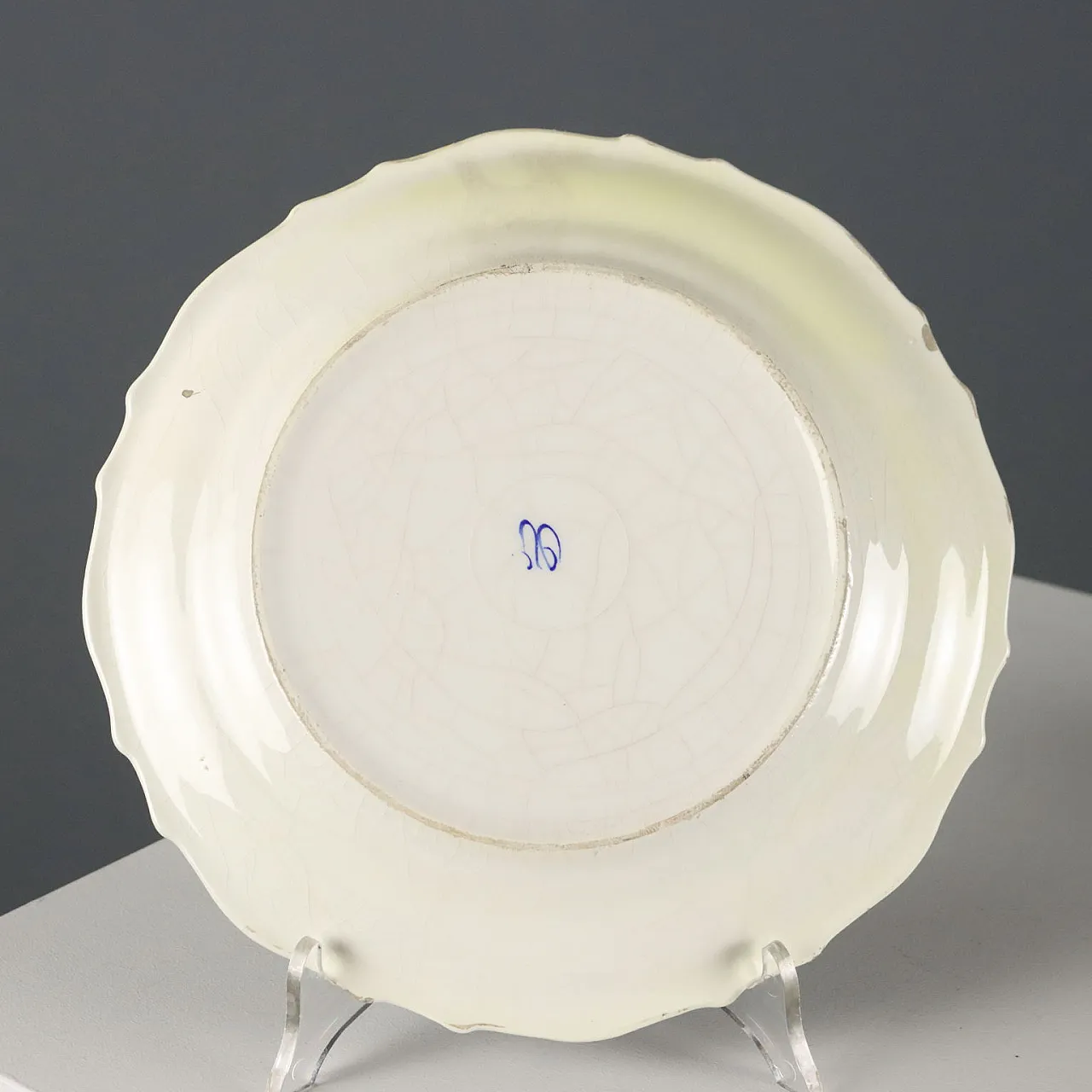 4 Piatti in ceramica blu con stemmi e ghirlande, '900 7