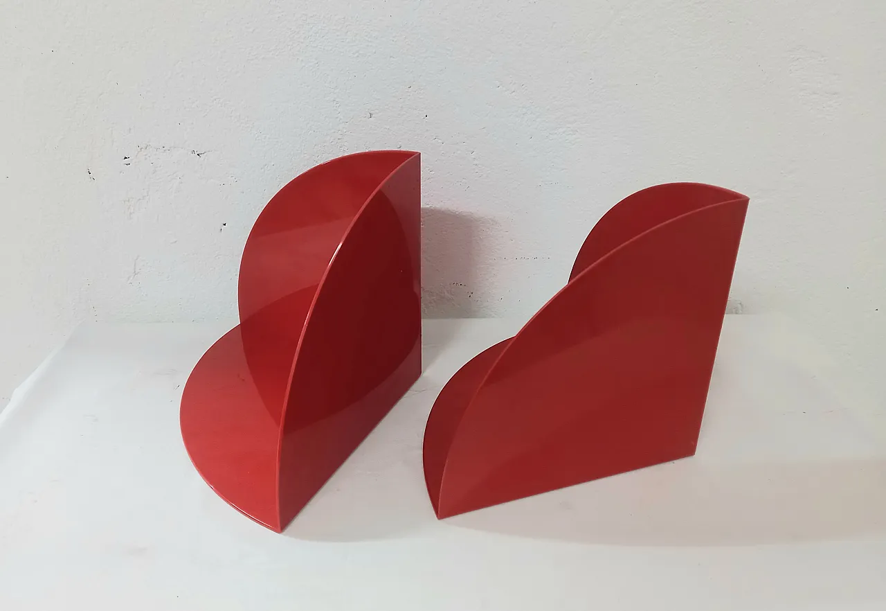 Pair of red Kartell 4910 bookends 4