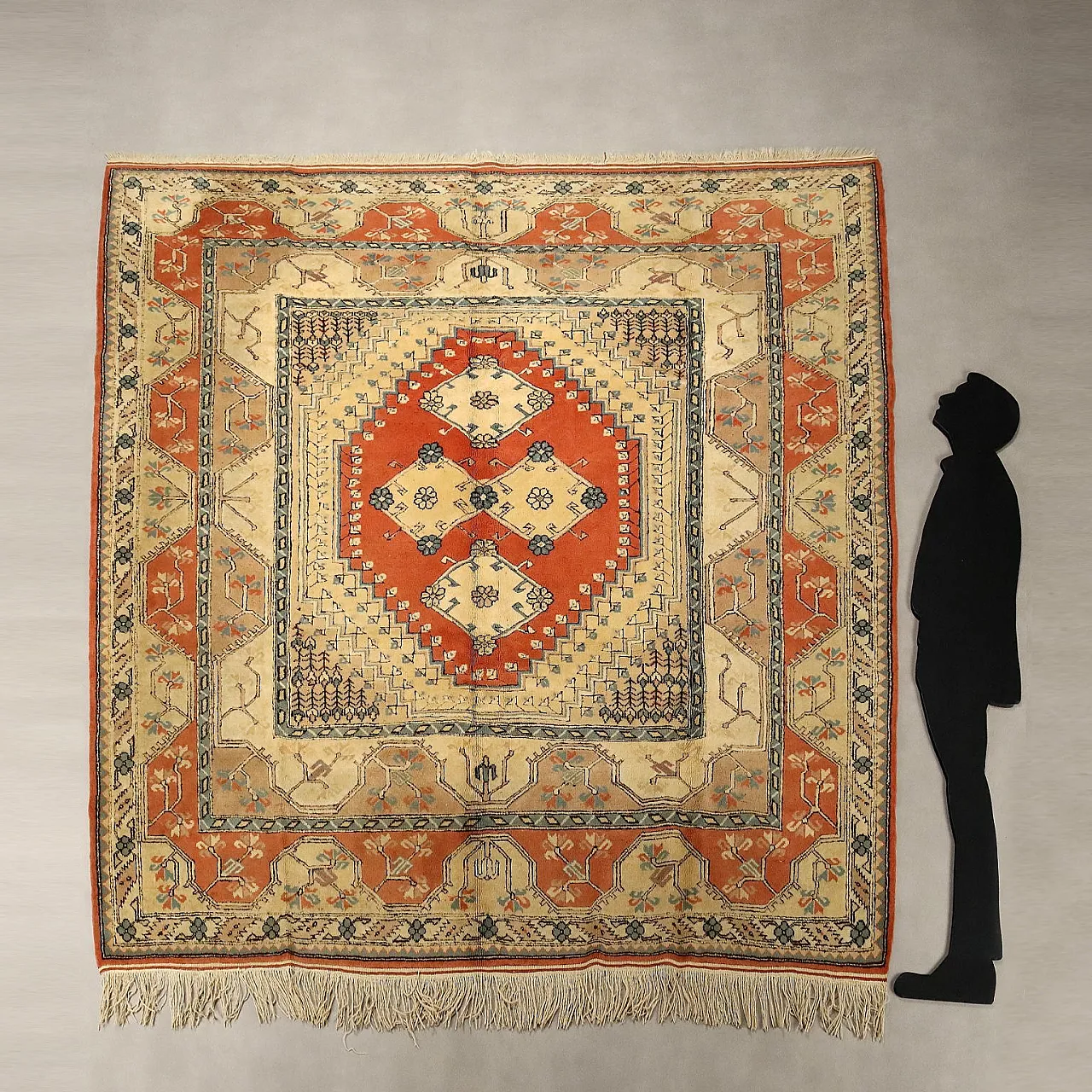 Tappeto Kars in cotone e lana tessuto a mano con nodo grande, '900 2