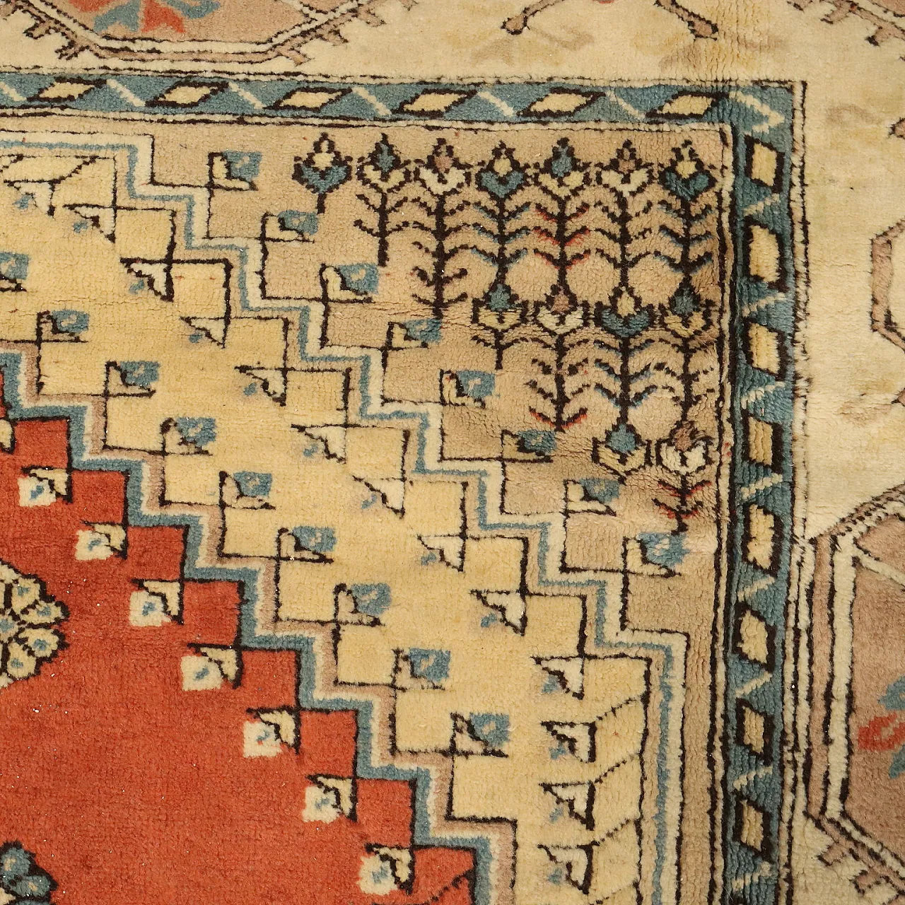 Tappeto Kars in cotone e lana tessuto a mano con nodo grande, '900 5