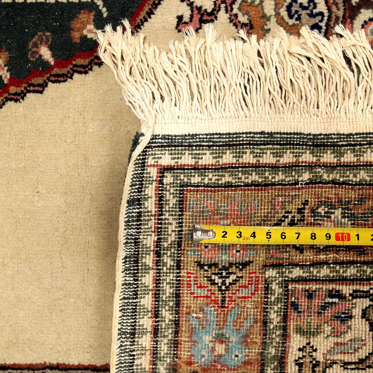 Tappeto Ghiordes in cotone e lana, maglia fine, fatto a mano, '900 7