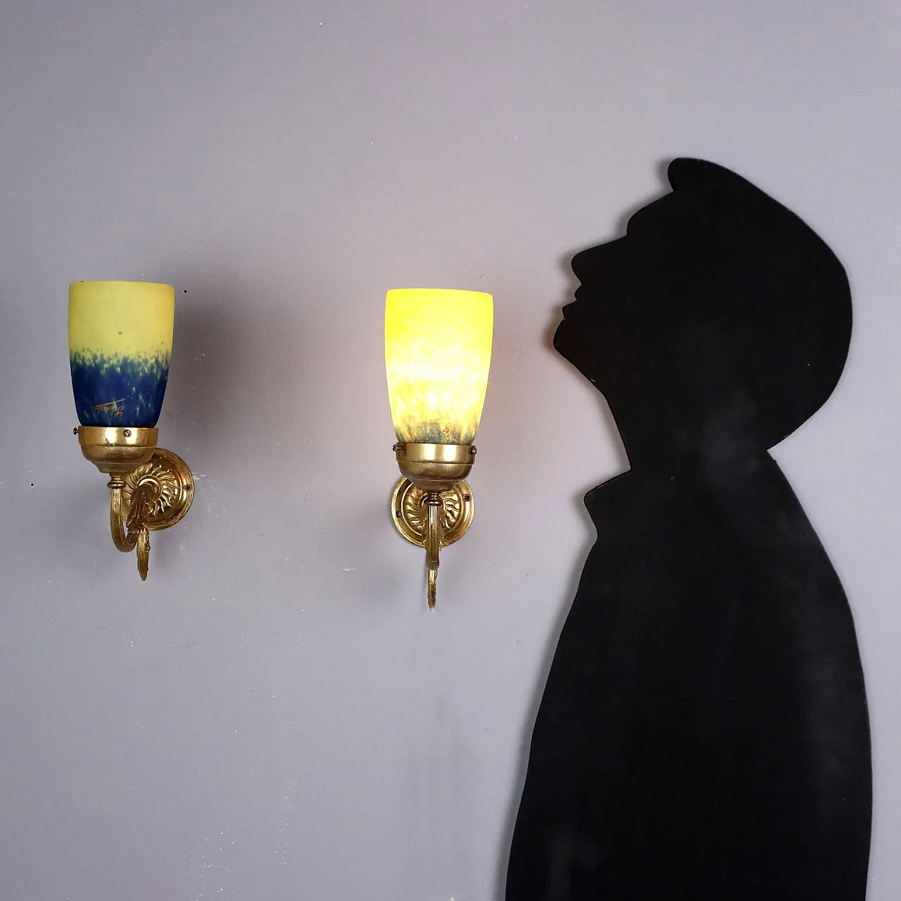 Coppia di applique in vetro e metallo, '900 2