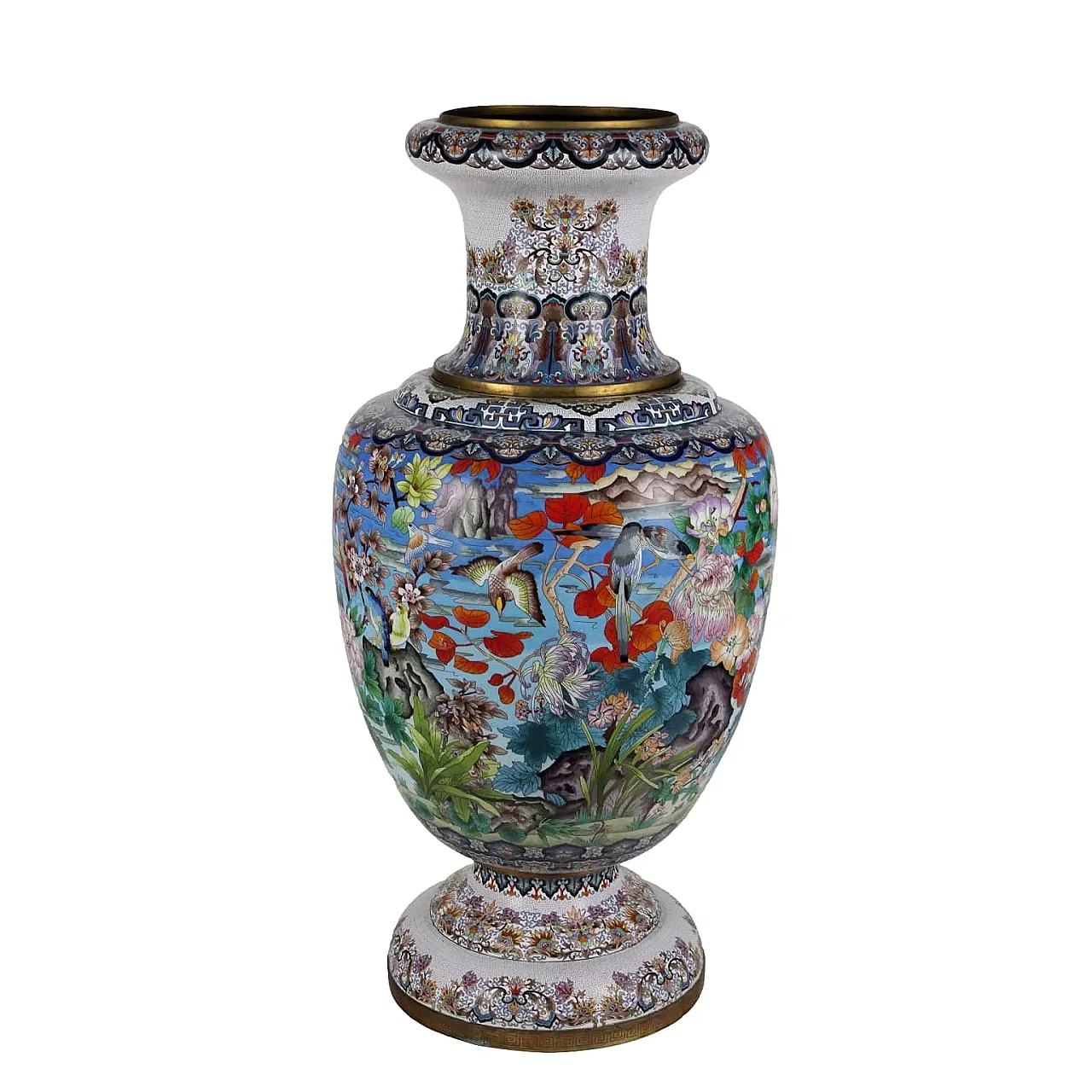 Bronze vase decorated cloisonné with colored enamels 1