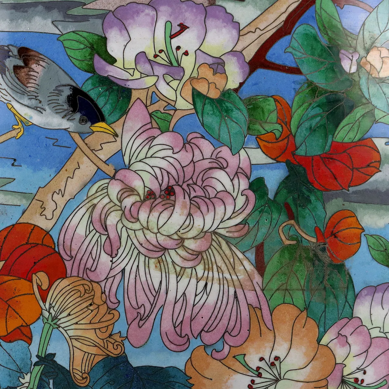 Bronze vase decorated cloisonné with colored enamels 6