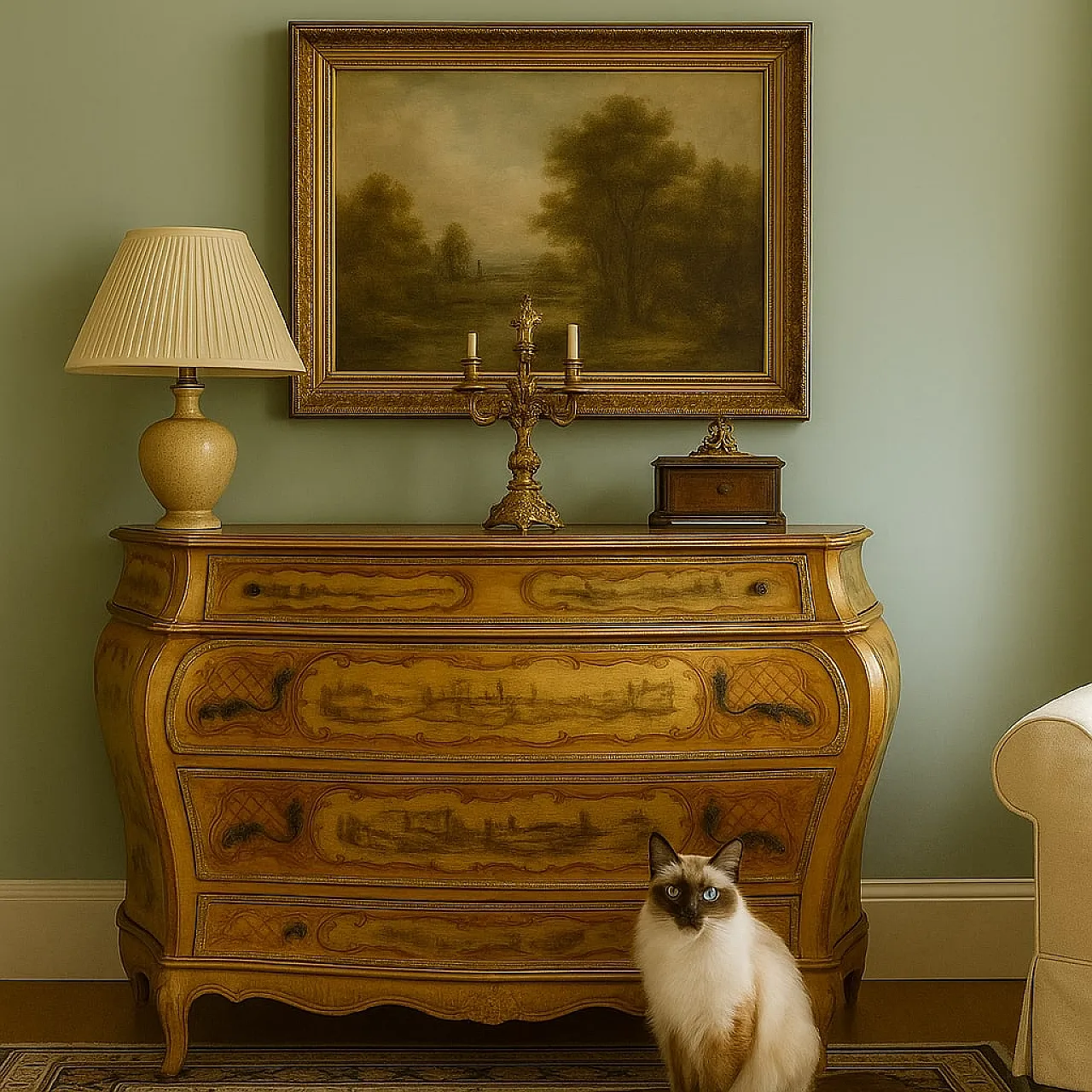 Venetian Baroque dresser in faux marble, 20th century 2