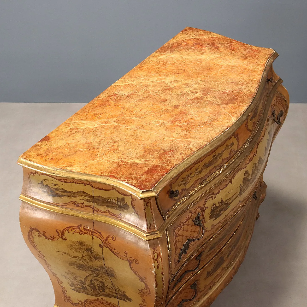 Venetian Baroque dresser in faux marble, 20th century 8