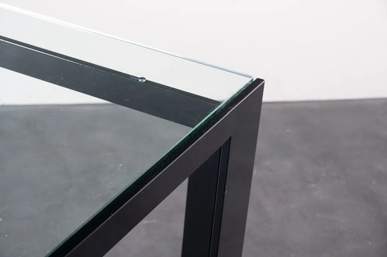 Tavolo in ferro con piano in cristallo, anni '70 16