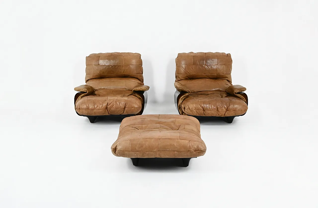 Poltrone lounge e pouf Marsala di Michel Ducaroy per Ligne Roset, 1970 2