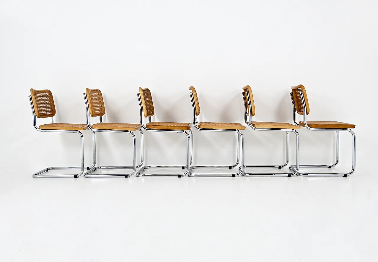 6 Sedie da pranzo stile B32 di Marcel Breuer, anni '80 4