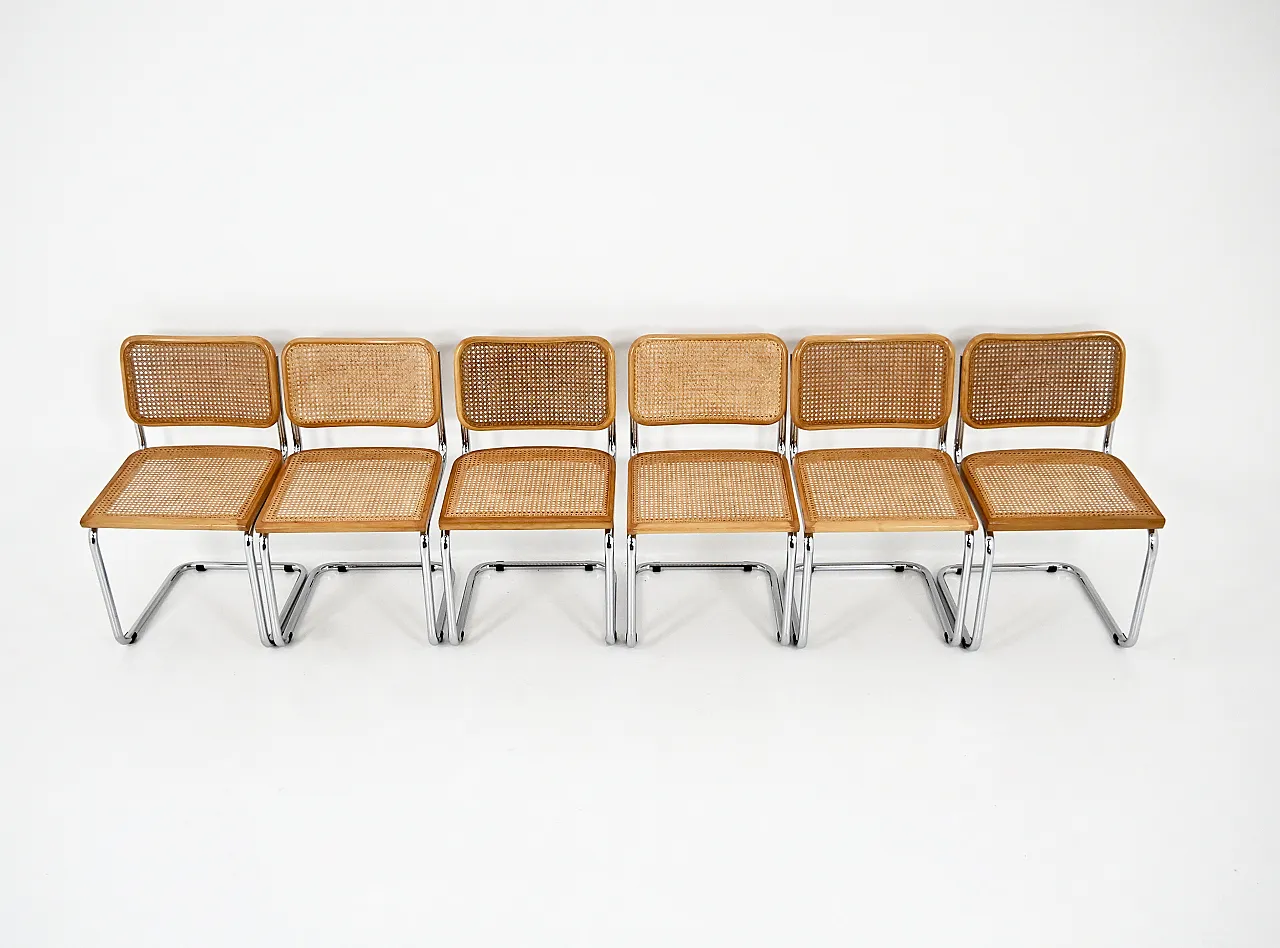 6 Sedie da pranzo stile B32 di Marcel Breuer, anni '80 7
