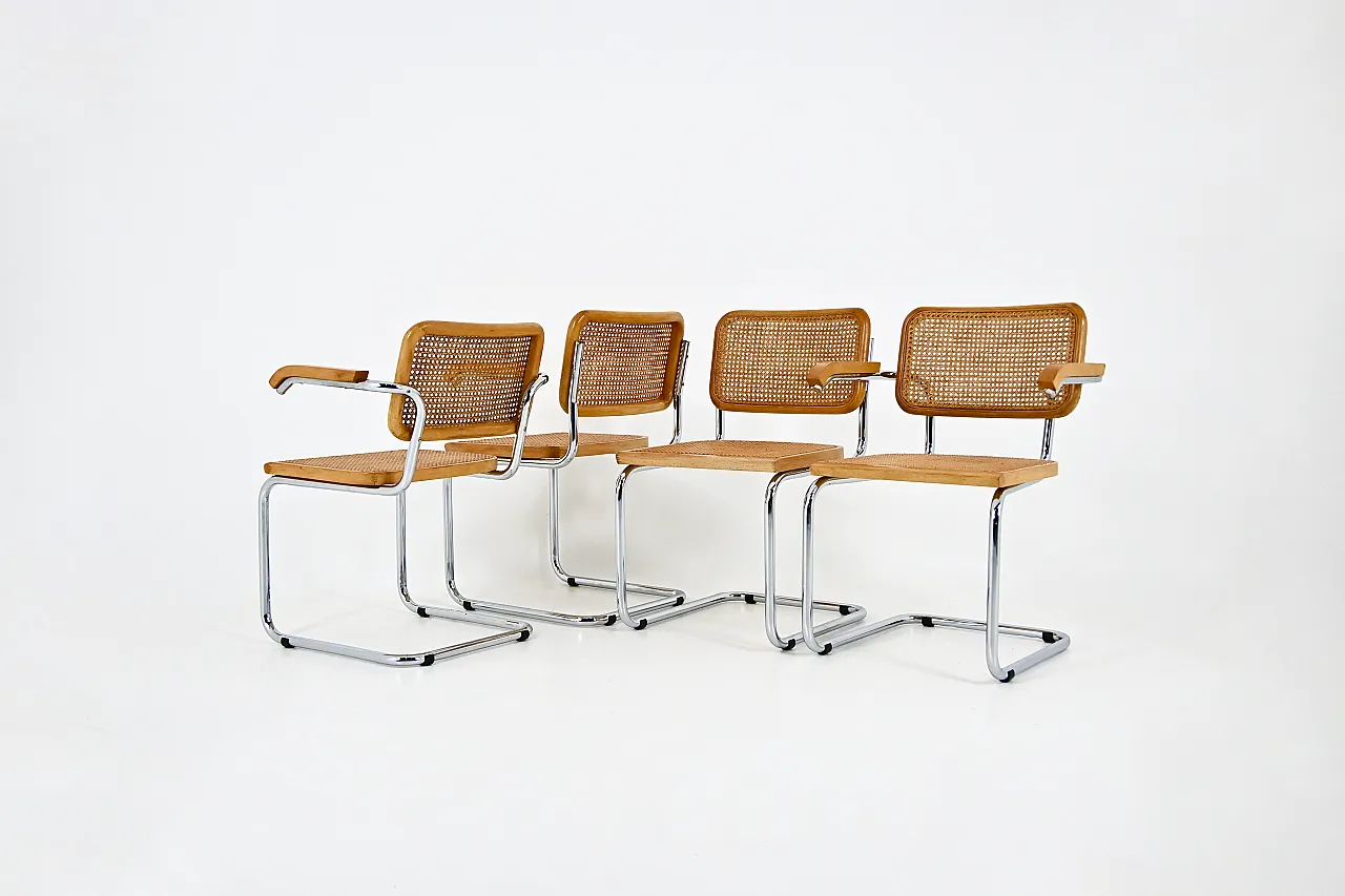 4 Sedie da pranzo stile B32 di Marcel Breuer, anni '80 1