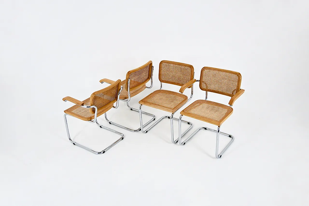 4 Sedie da pranzo stile B32 di Marcel Breuer, anni '80 2