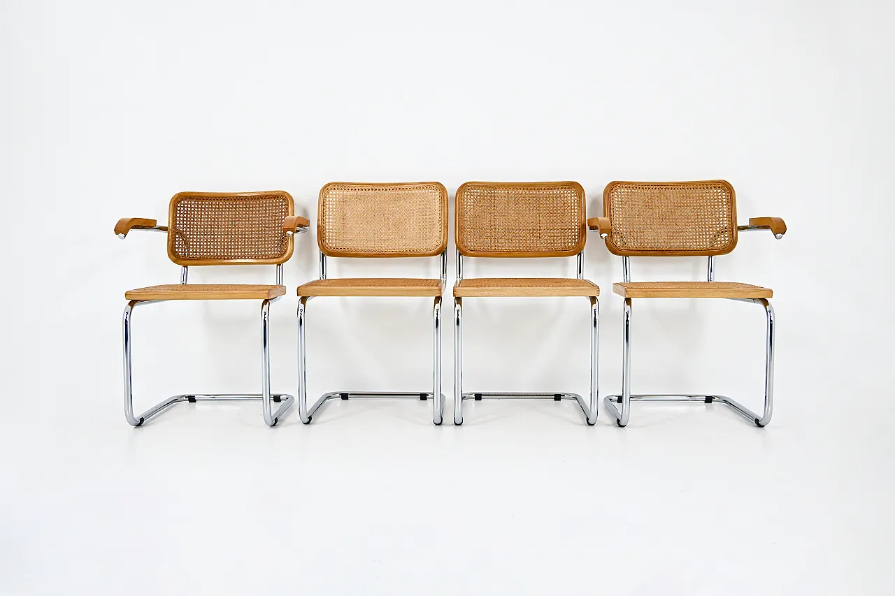 4 Sedie da pranzo stile B32 di Marcel Breuer, anni '80 3