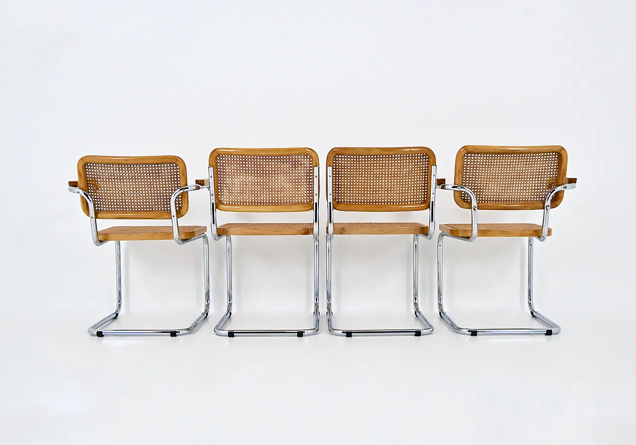 4 Sedie da pranzo stile B32 di Marcel Breuer, anni '80 5