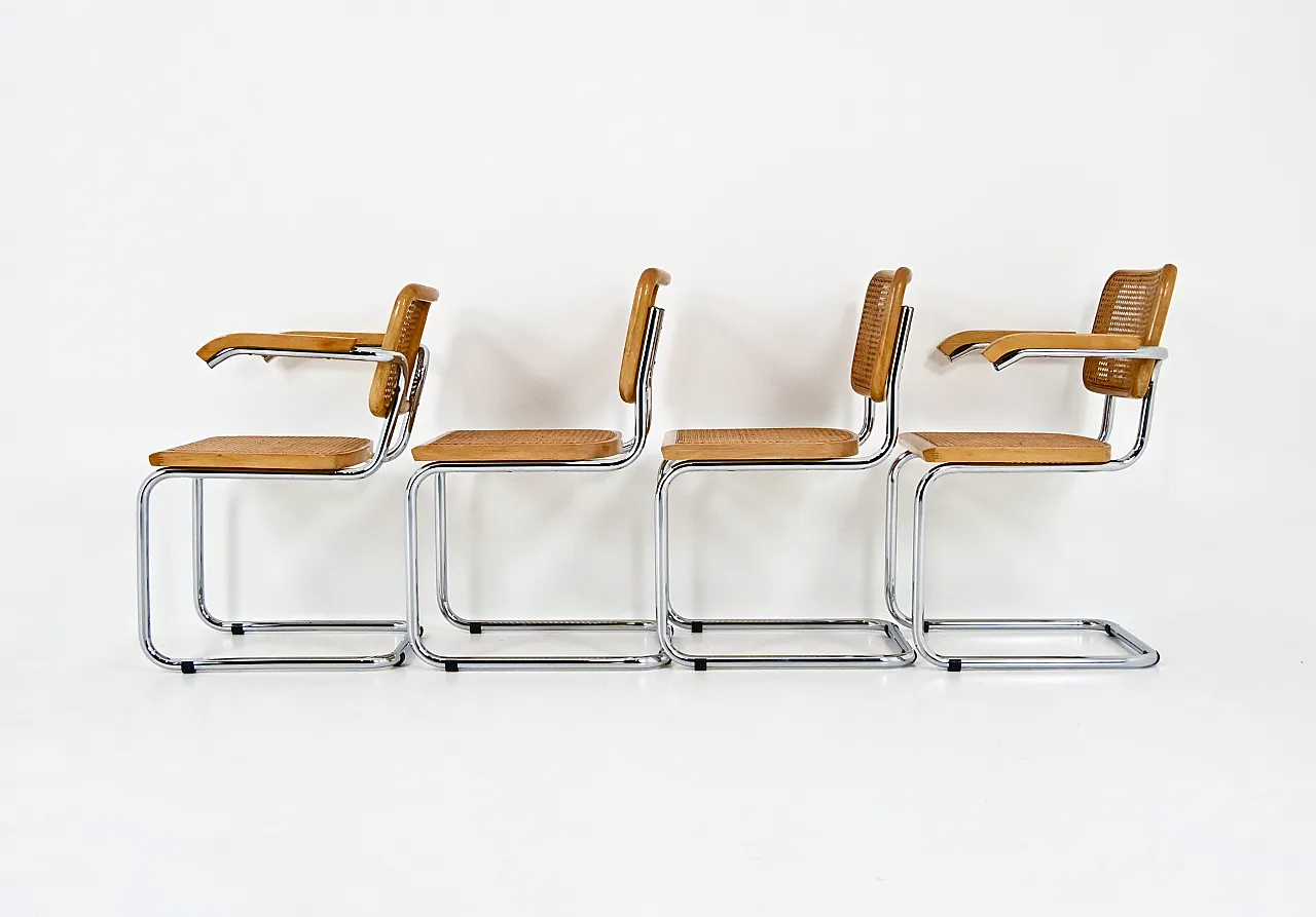 4 Sedie da pranzo stile B32 di Marcel Breuer, anni '80 6