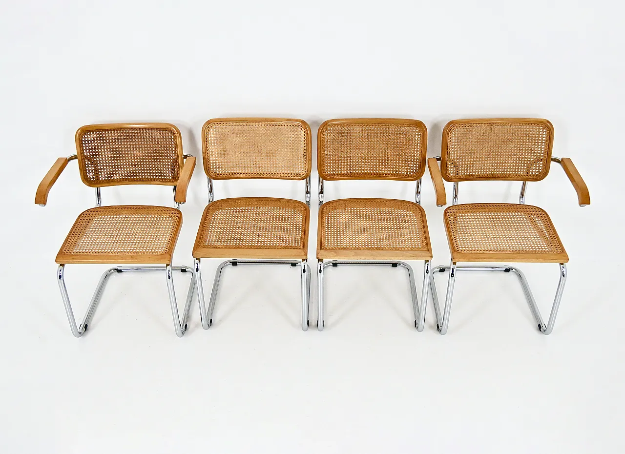 4 Sedie da pranzo stile B32 di Marcel Breuer, anni '80 7