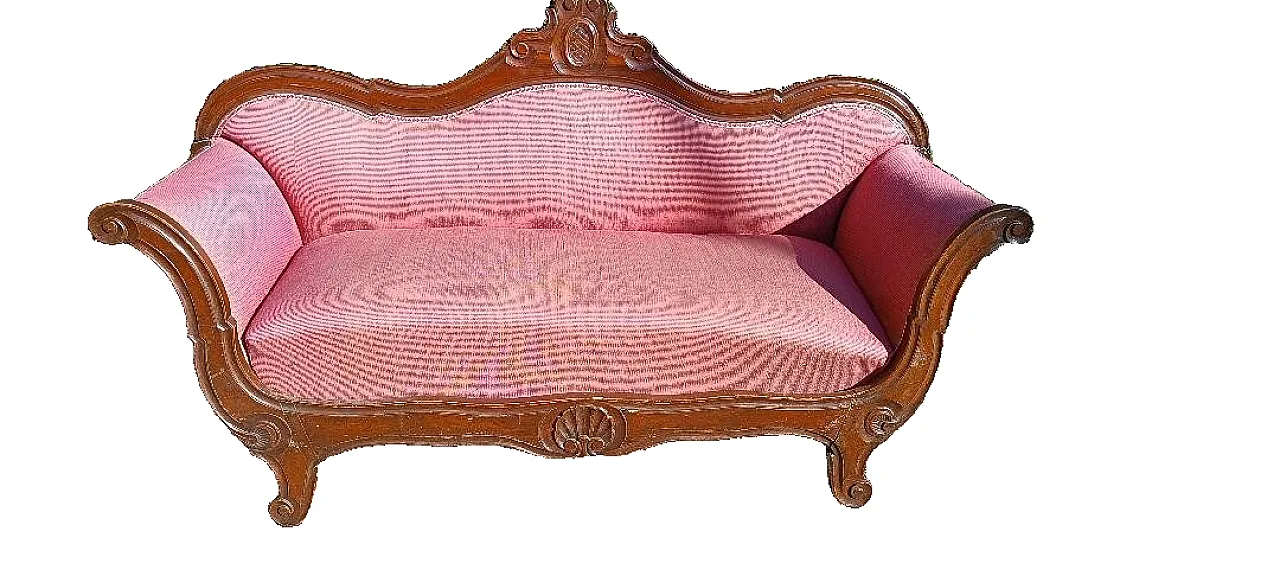 Divano per piccola barca in noce, metà '800 2