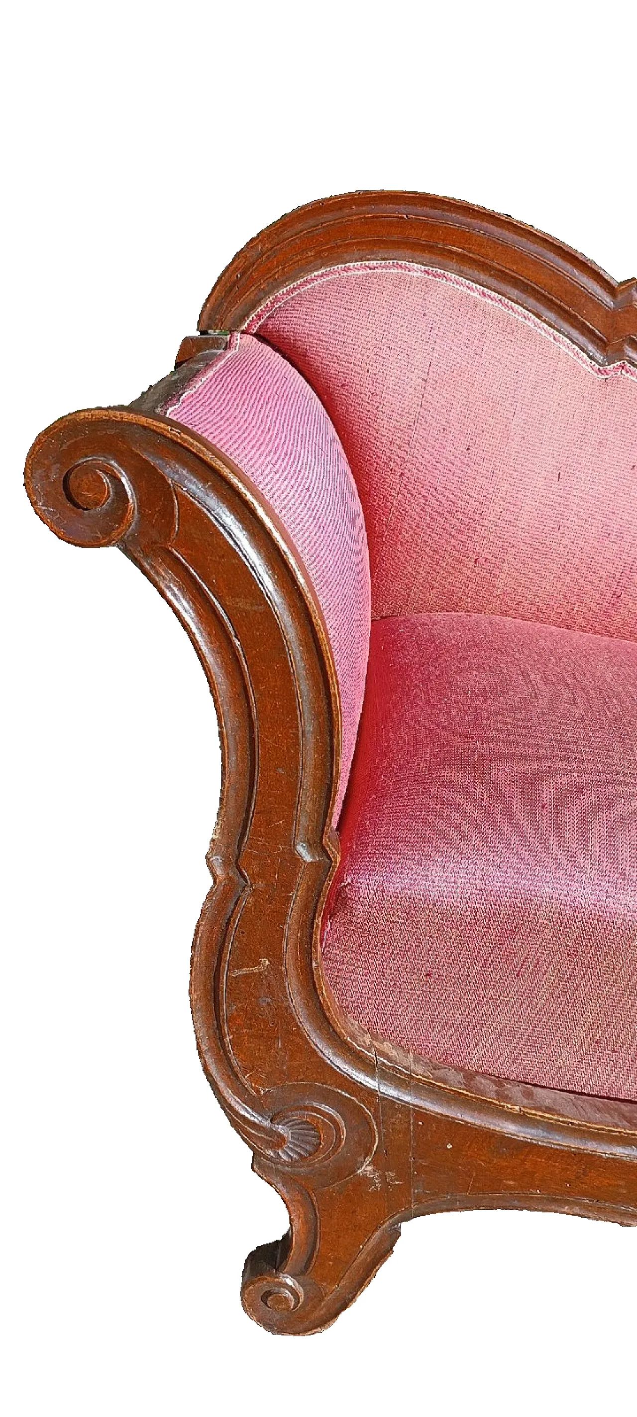 Divano per piccola barca in noce, metà '800 3