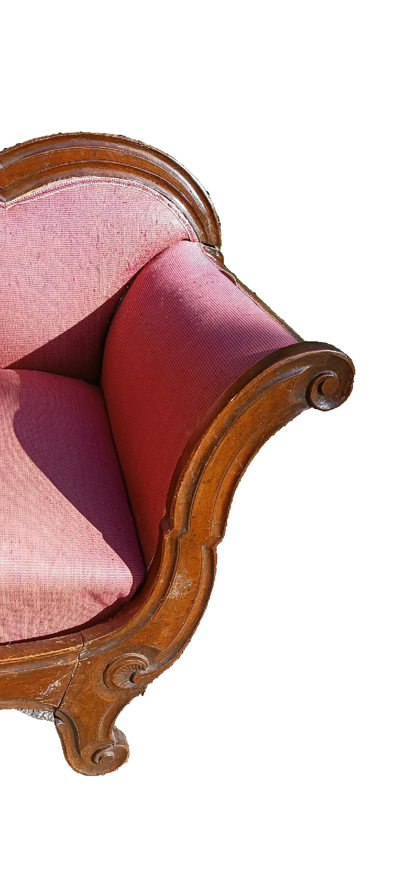 Divano per piccola barca in noce, metà '800 5