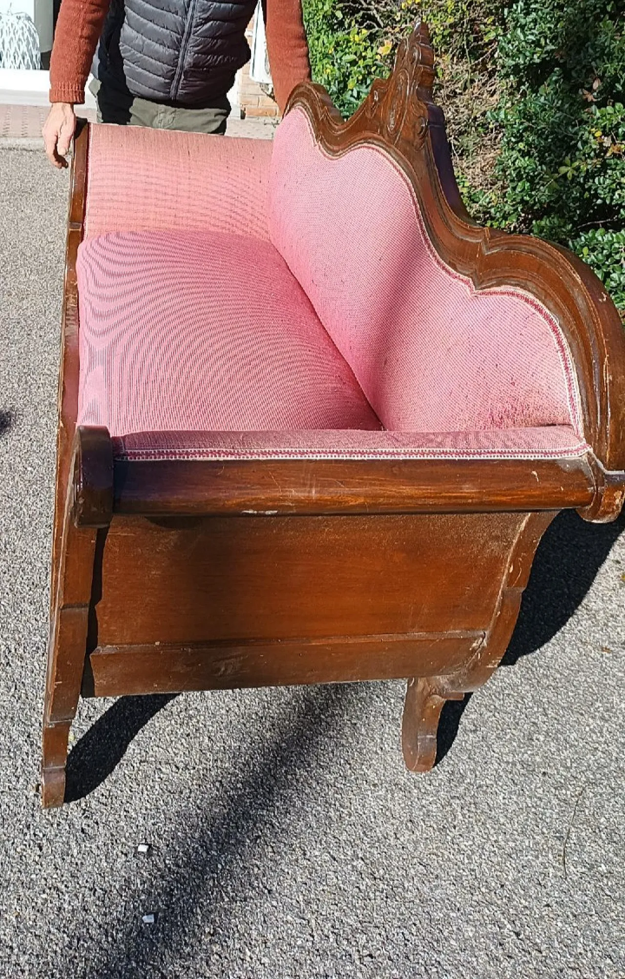 Divano per piccola barca in noce, metà '800 7