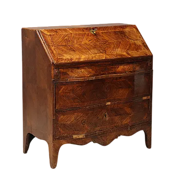 Cassettiera a ribalta in noce e palissandro, metà '700