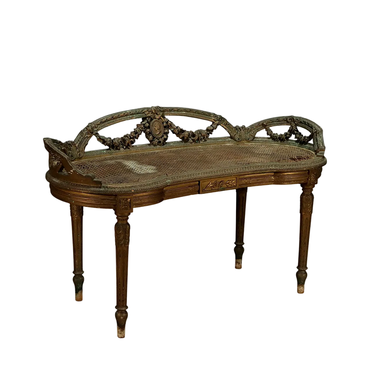 Carved and gilded wooden bench, late 19th century 11