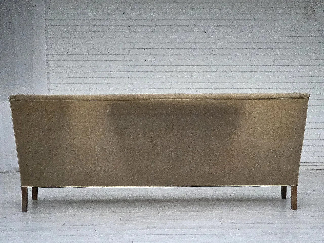 Danish 4-seater sofa, light green velour, 70s 11