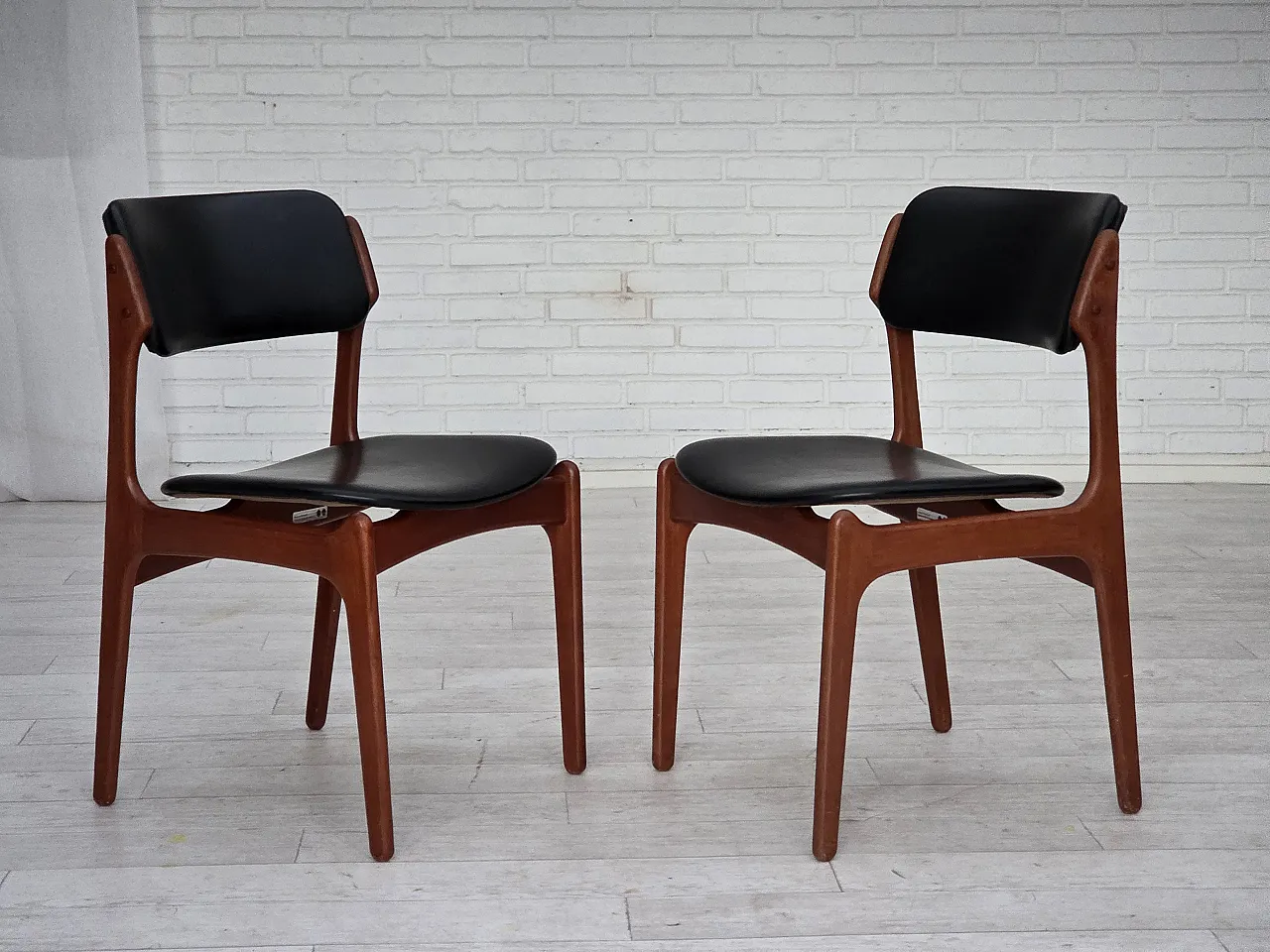 Pair of chairs by Erik Buch, model 49, teak wood, 1960s 1