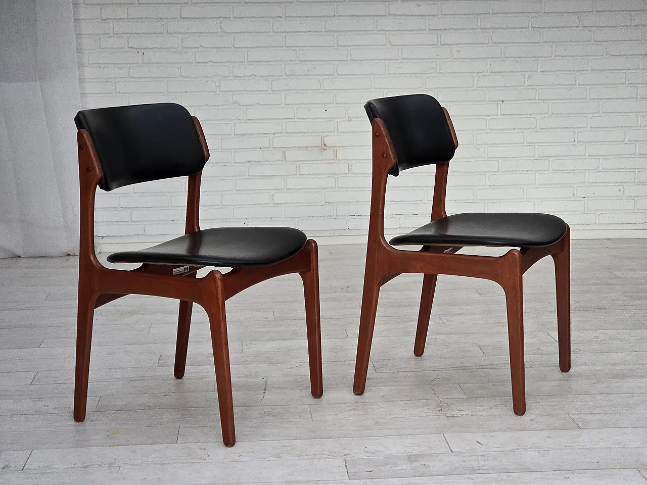 Pair of chairs by Erik Buch, model 49, teak wood, 1960s 16