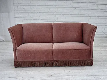 Danish 2-seater sofa, salmon pink velour, 1970s