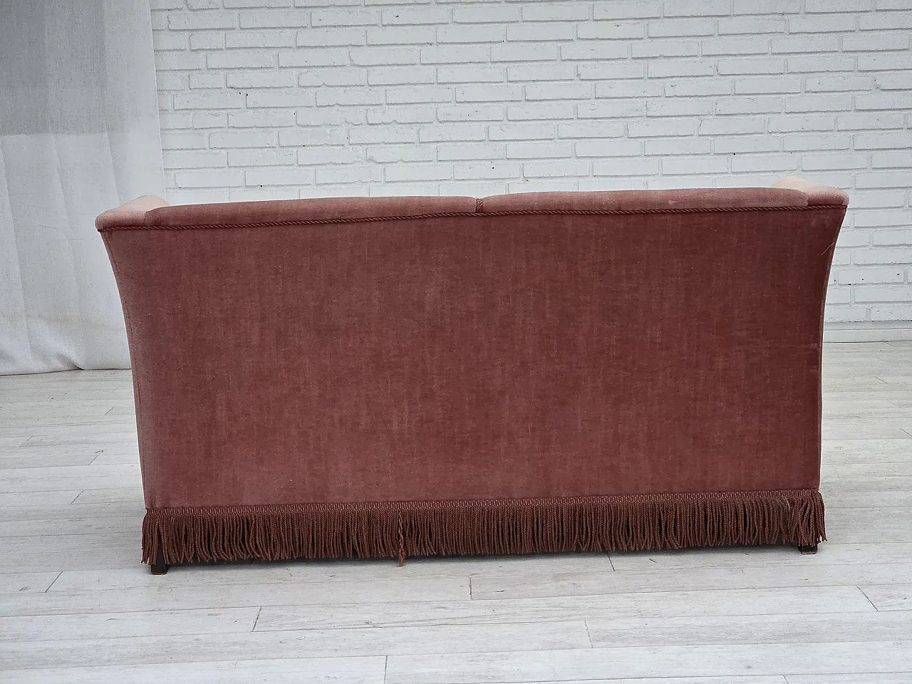 Danish 2-seater sofa, salmon pink velour, 1970s 9