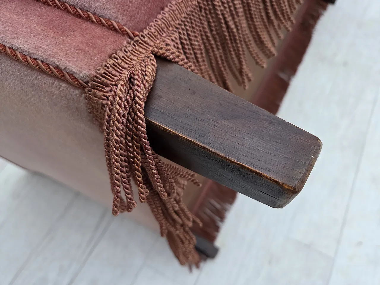 Danish 2-seater sofa, salmon pink velour, 1970s 16