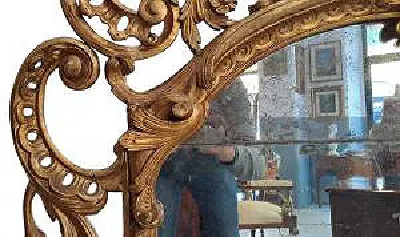 Specchiera in legno dorato, '700 3