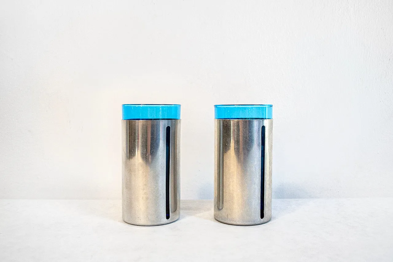 Coppia di bicchieri rivestiti in peltro, anni '70 1