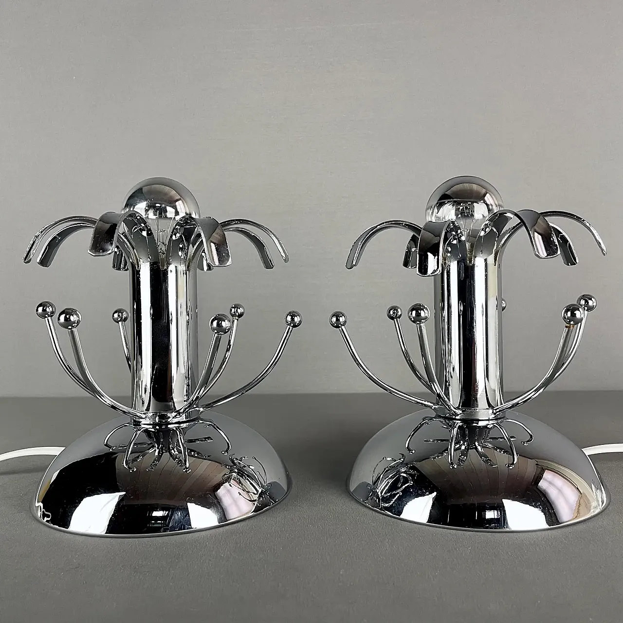 Pair of chrome table lamps, 1970s 1