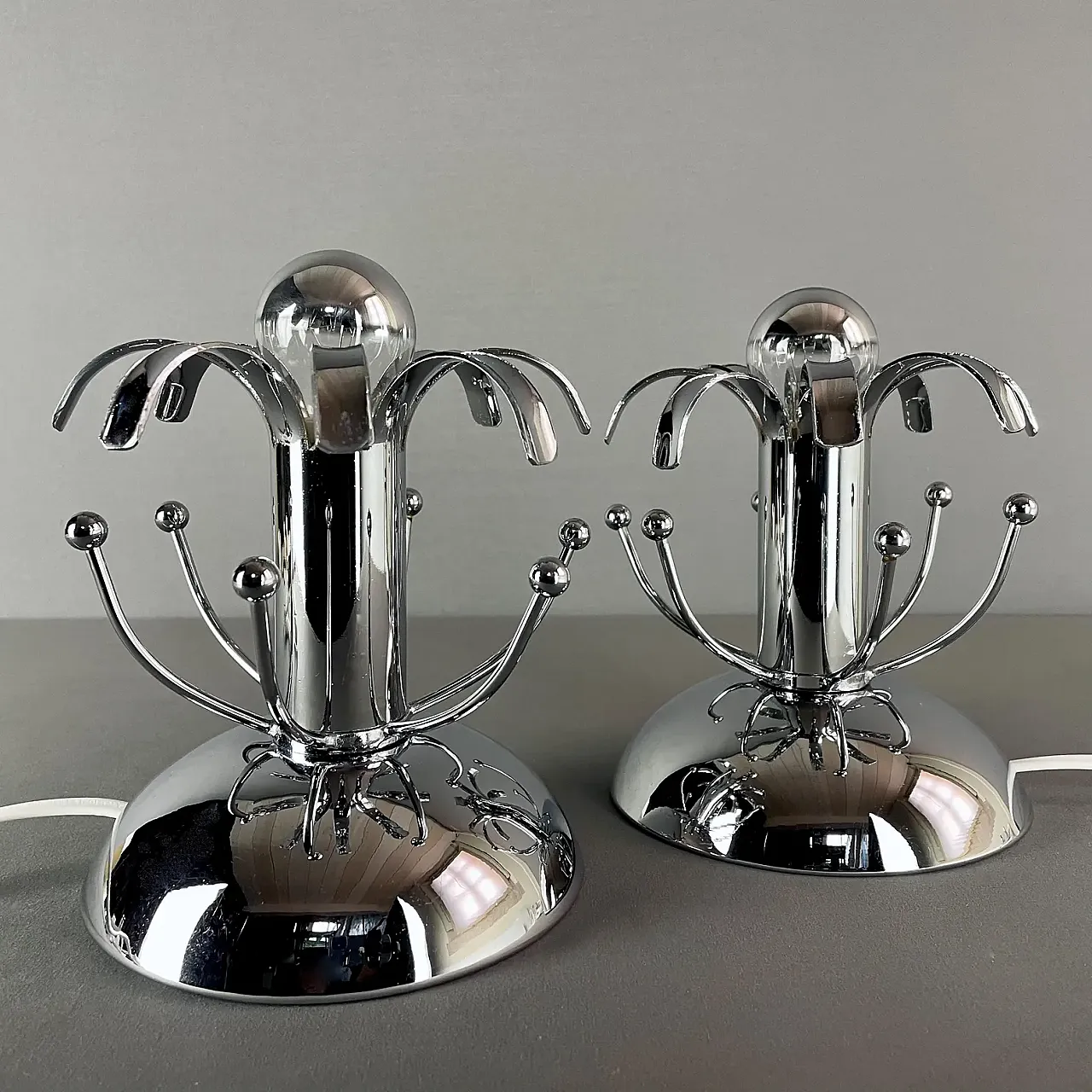 Pair of chrome table lamps, 1970s 2