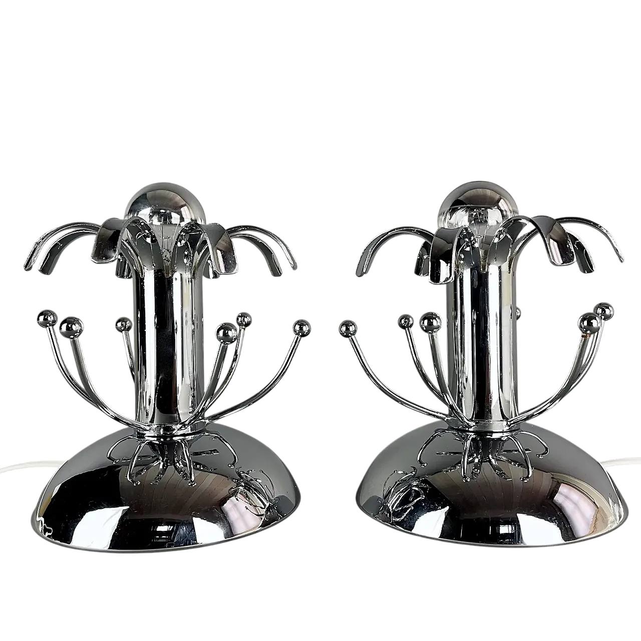 Pair of chrome table lamps, 1970s 10