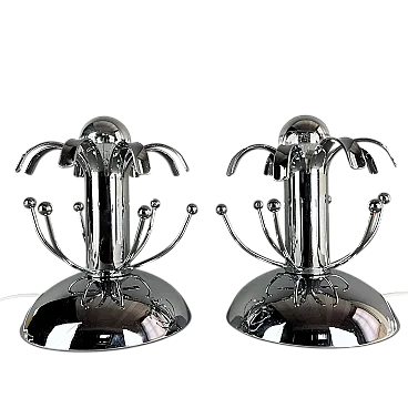 Coppia di lampade da tavolo cromate, anni '70