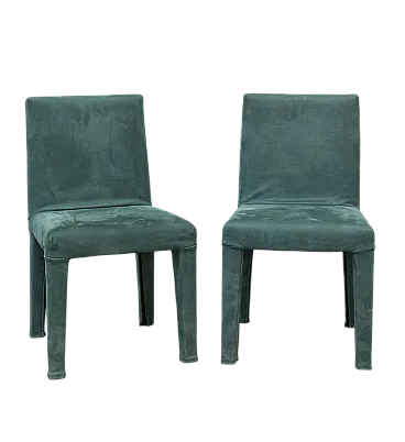 Pair of Luxurious Green Suede Chairs, 2000s