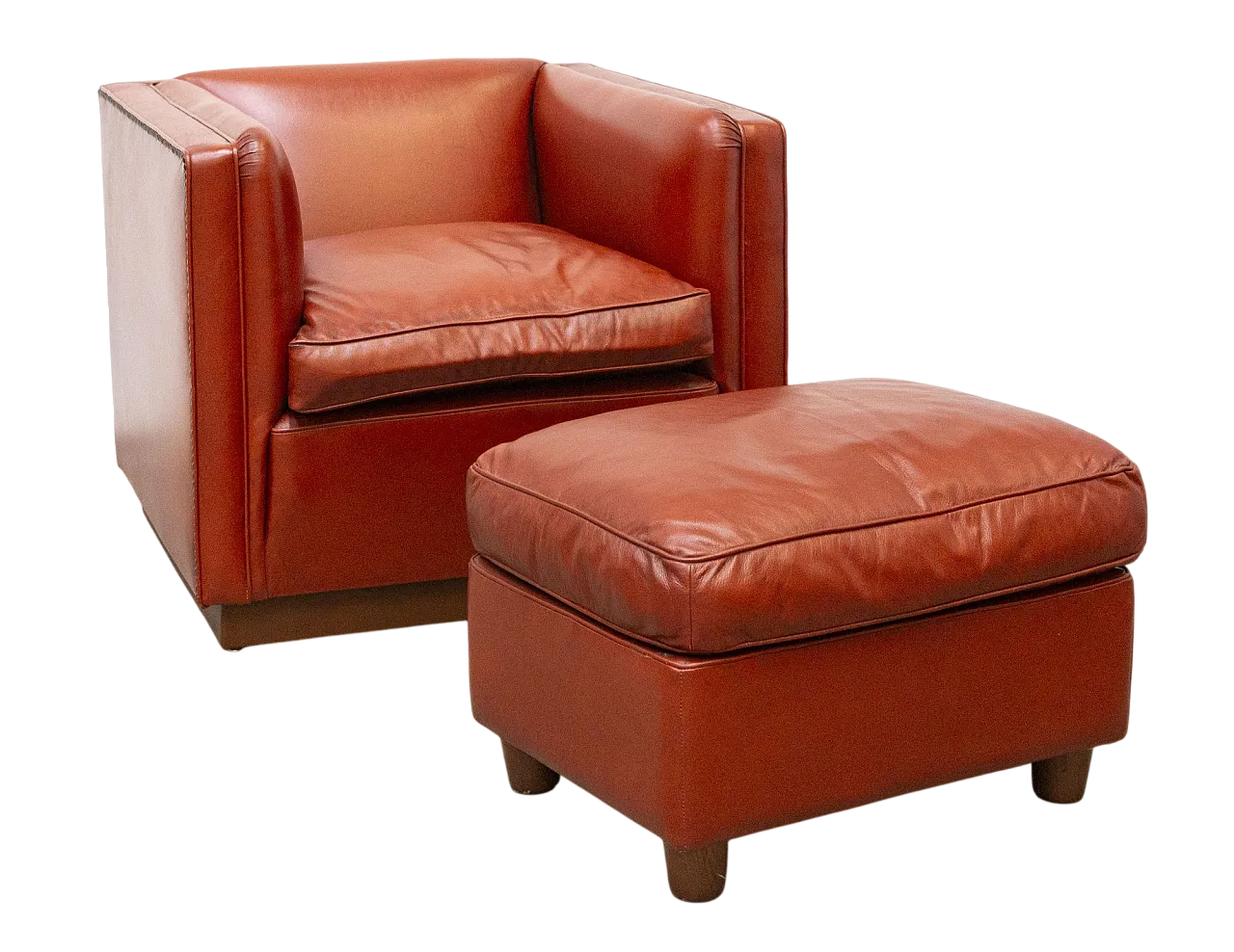Leather Armchair with Footstool 34