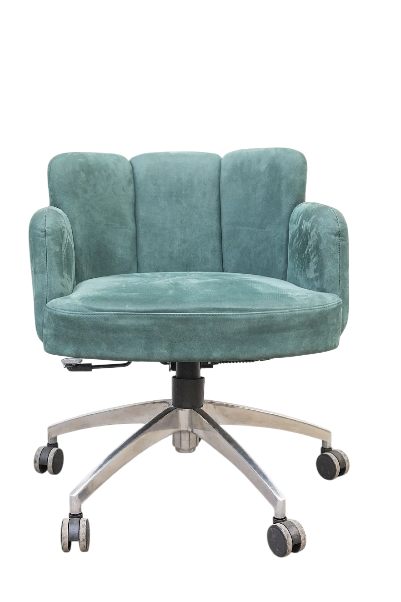 Luxurious Swivel Armchair in Green Suede 11