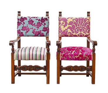 Pair of Renaissance style chairs, 2000s