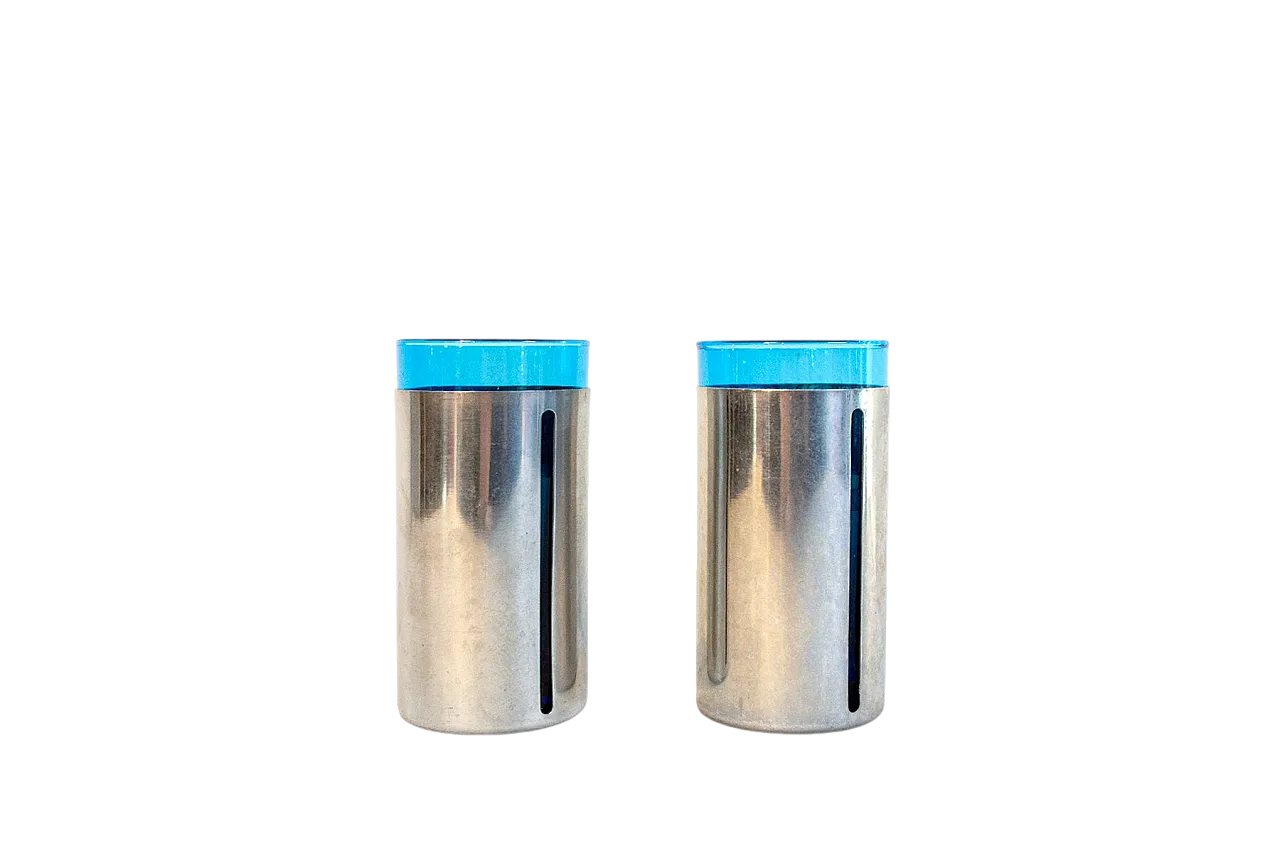 Coppia di bicchieri rivestiti in peltro, anni '70 5