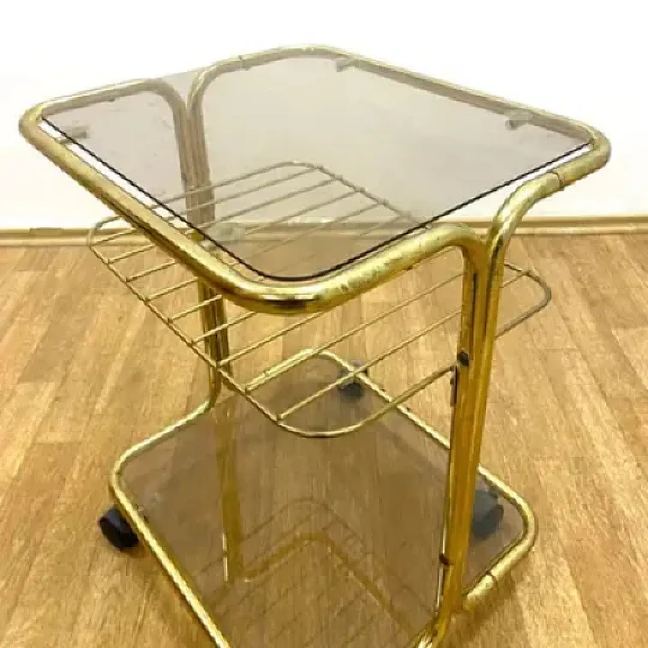 Chromed serving table on wheels, 1970s 2