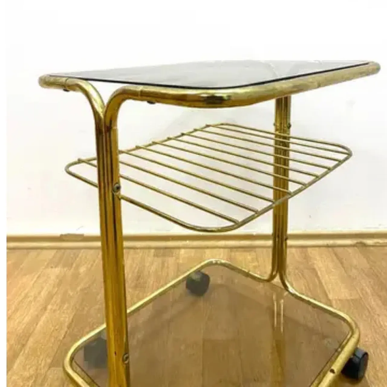 Chromed serving table on wheels, 1970s 6