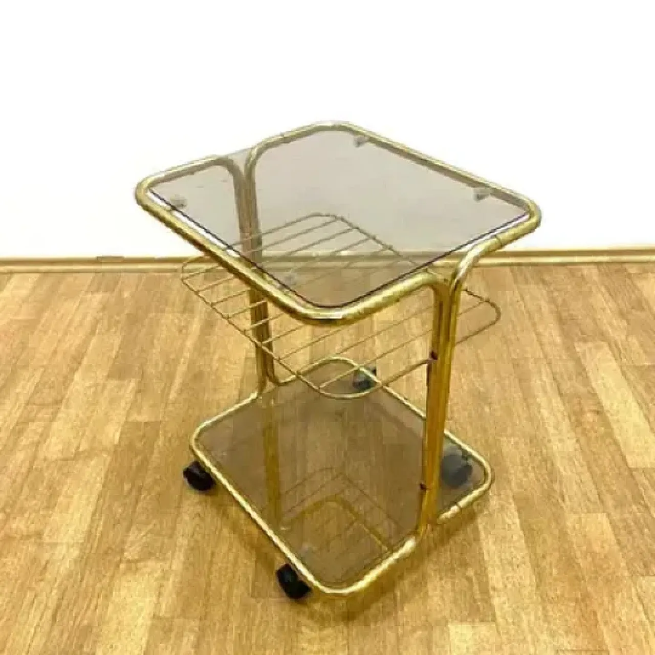 Chromed serving table on wheels, 1970s 8